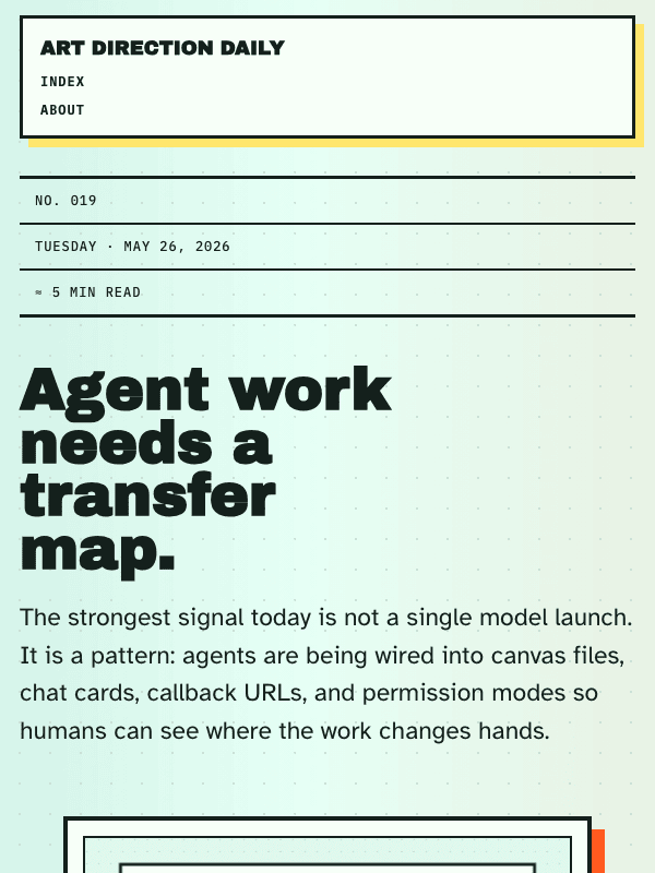 Issue 019 — Agent work needs a transfer map.