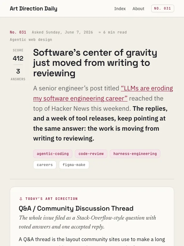Issue 031 — Software's center of gravity just moved from writing to reviewing