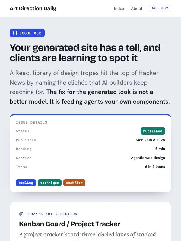 Issue 032 — Your generated site has a tell, and clients are learning to spot it