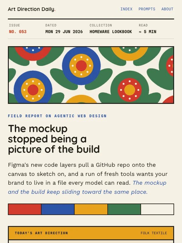 Issue 053 — The mockup stopped being a picture of the build