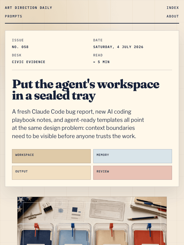 Issue 058 — Put the agent's workspace in a sealed tray