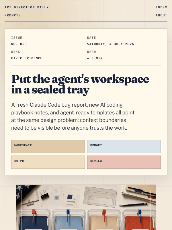 Issue 058 — Put the agent's workspace in a sealed tray