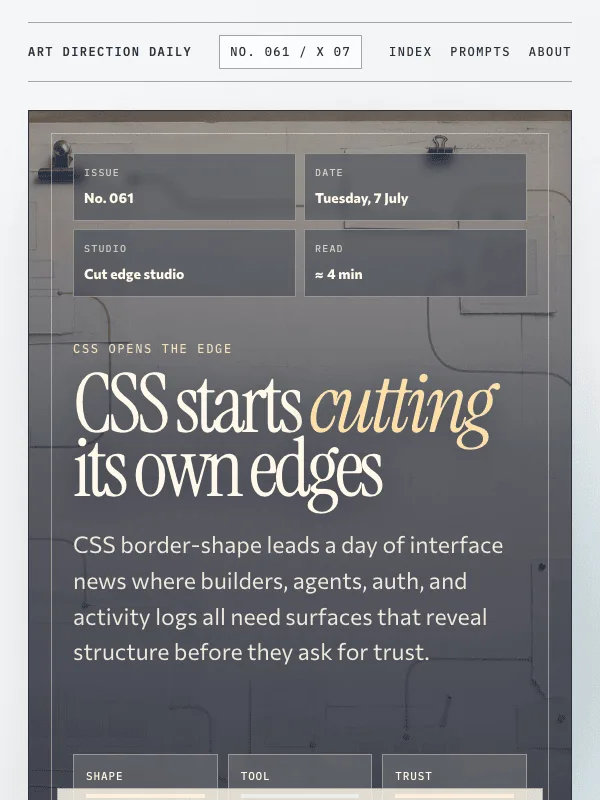 Issue 061 — CSS starts cutting its own edges