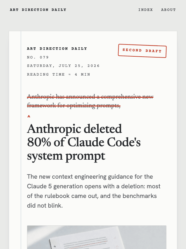 Issue 079 — Anthropic deleted 80% of Claude Code's system prompt