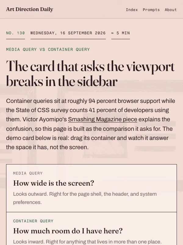 Issue 130 — The card that asks the viewport breaks in the sidebar