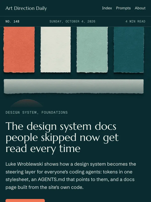 Paper Report On Table Art Direction Daily — a daily field report on agentic web design